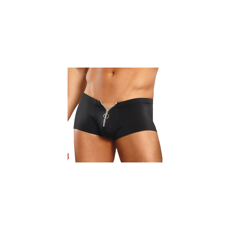 male power Boxer court avec Zip Ring & Short Noir